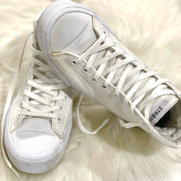 STRAUE “Global Penetration " Skate Shoes white high top Kids Sz 4 - Picture 4 of 5